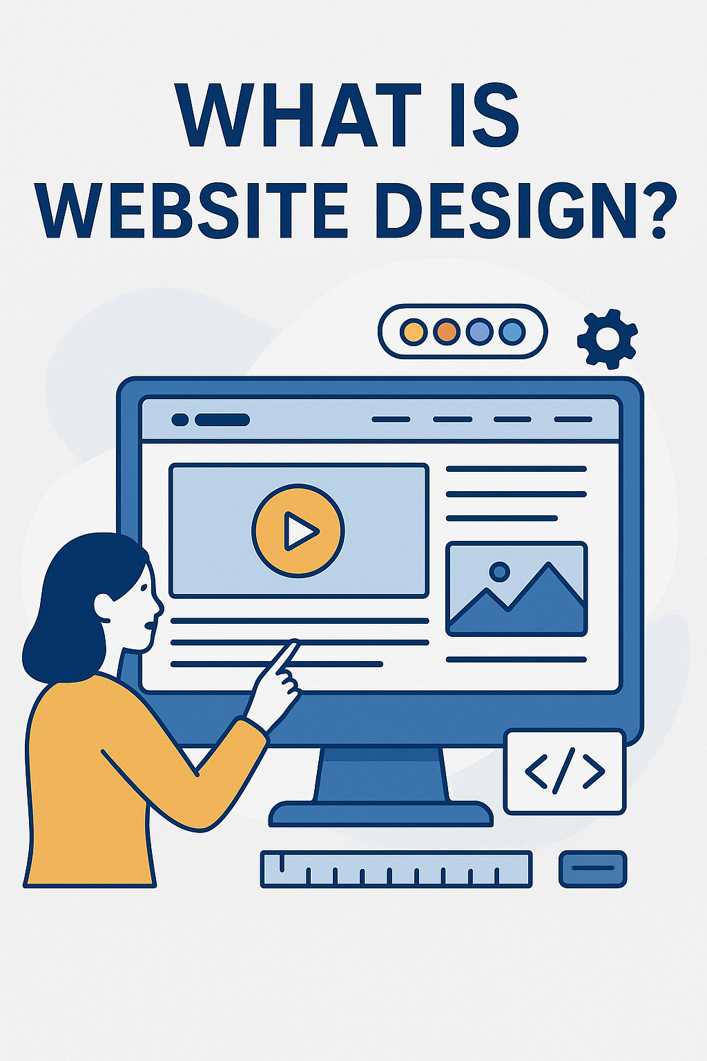 "Professional web designer laptop par website design karte hue"
