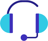 "Customer support icon with headset and chat bubble in dual-tone style