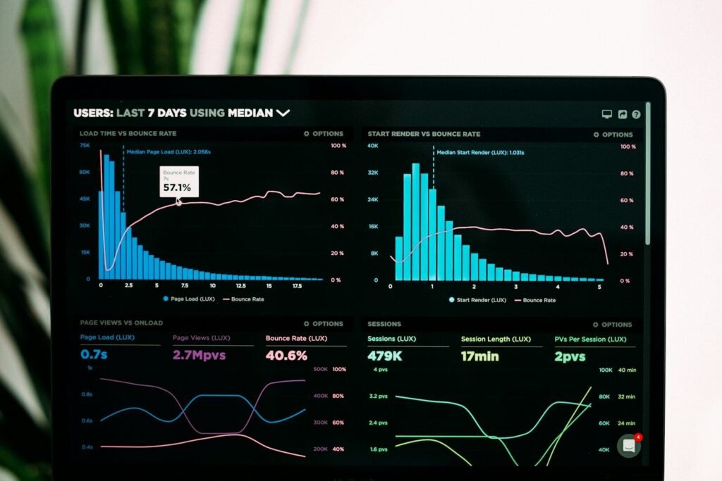 Odoo ERP business software - analytics dashboard on laptop screen