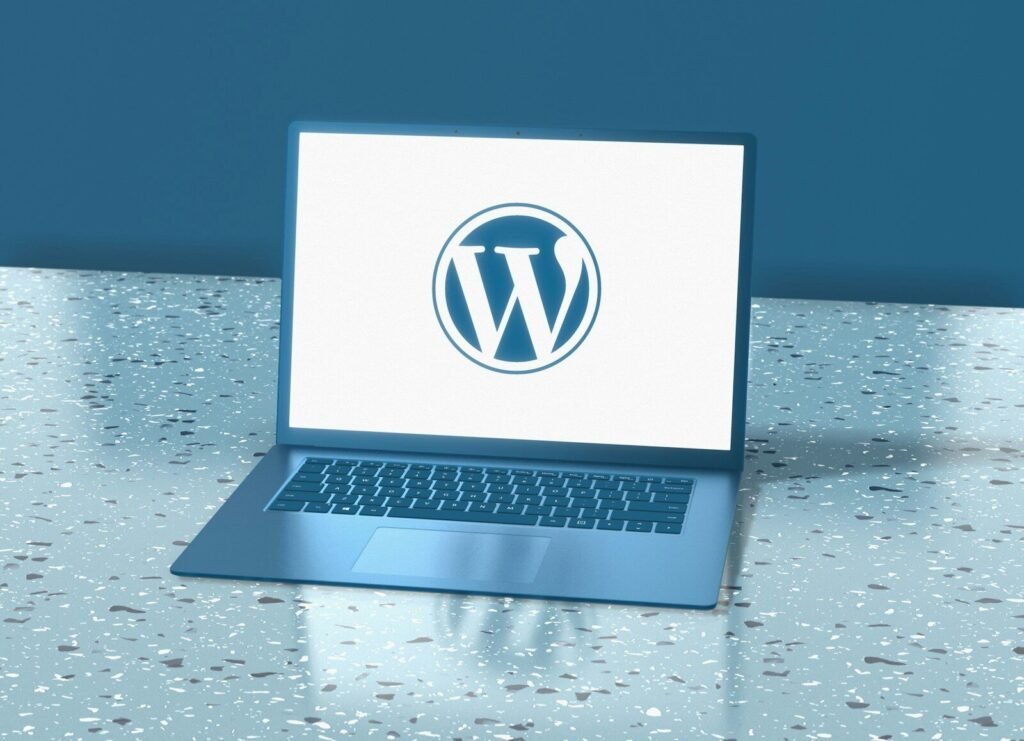 WordPress SEO services - laptop displaying the WordPress logo