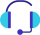 "Customer support icon with headset and chat bubble in dual-tone style